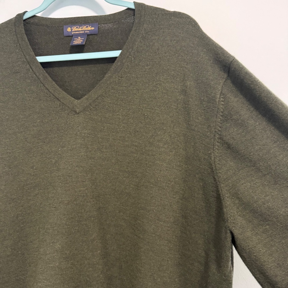 Brooks‎ Brothers Men’s Established Merino Wool Green Sweater Pullover Size XL - Picture 2 of 7
